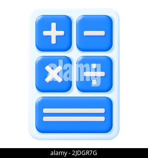 3D Minimal Calculator Isolated. Stock Vector