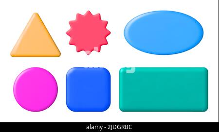 Set of 3D Colorful Glossy Badge. Stock Vector