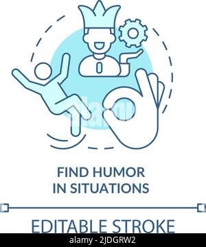 Find humor in situations turquoise concept icon Stock Vector