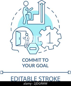 Commit to your goal turquoise concept icon Stock Vector
