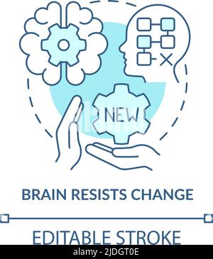 Brain resists change turquoise concept icon Stock Vector
