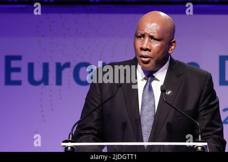 Brussels, Belgium, 21 June 2022. King Letsie III of Lesotho pictured during the European development days with the Belgian Queen as defender of United Nations sustainable developments goals, in Brussels, Tuesday 21 June 2022. BELGA PHOTO BRUNO FAHY Stock Photo