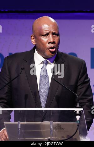 Brussels, Belgium, 21 June 2022. King Letsie III of Lesotho pictured during the European development days with the Belgian Queen as defender of United Nations sustainable developments goals, in Brussels, Tuesday 21 June 2022. BELGA PHOTO BRUNO FAHY Stock Photo