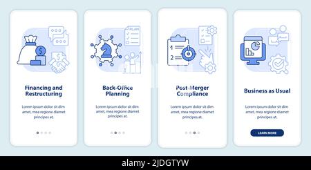 Stages of merger light blue onboarding mobile app screen Stock Vector ...