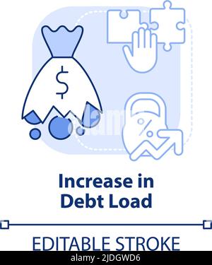 Increase in debt load blue gradient concept icon Stock Vector Image ...