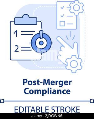 Post merger compliance light blue concept icon Stock Vector