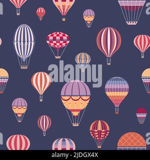Vintage Hot Air Balloons Seamless Pattern Stock Vector