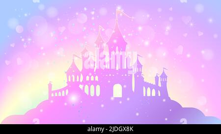 Magic princess palace of a rainbow sky. Stock Vector