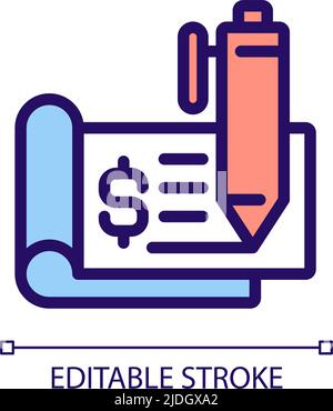 Chequebook pixel perfect RGB color icon Stock Vector