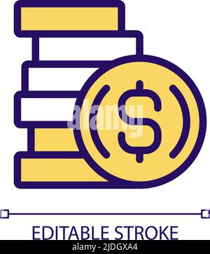 Coins pixel perfect RGB color icon Stock Vector