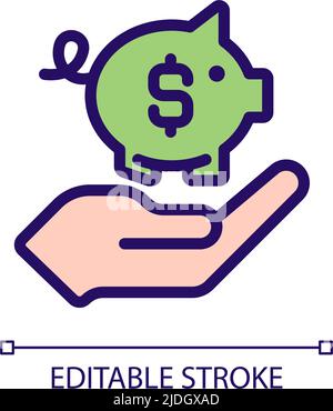 Saving money pixel perfect RGB color icon Stock Vector