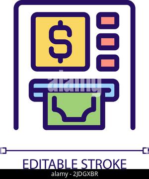 ATM pixel perfect RGB color icon Stock Vector