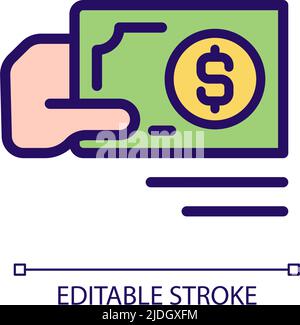 Payment in cash pixel perfect RGB color icon Stock Vector