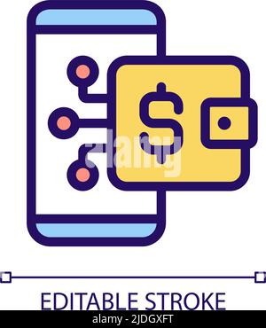 Digital wallet pixel perfect RGB color icon Stock Vector