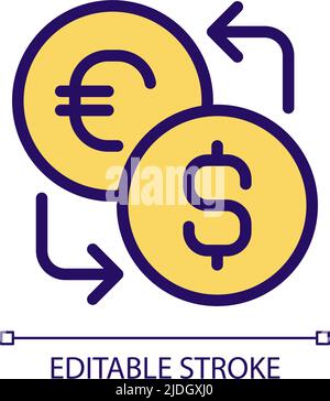 Currency exchange pixel perfect RGB color icon Stock Vector