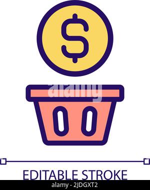 Wasting money pixel perfect RGB color icon Stock Vector