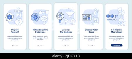 Adaptability tips light blue onboarding mobile app screen Stock Vector