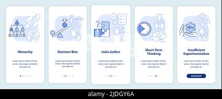 Adaptability enemies in HR light blue onboarding mobile app screen Stock Vector