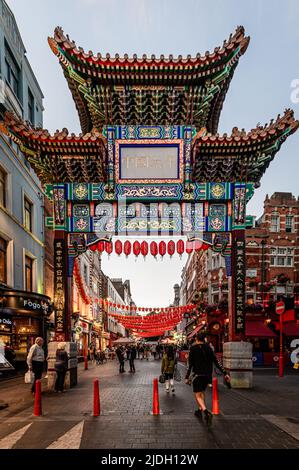 The entrance gate to Chinatown in London, UK Stock Photo