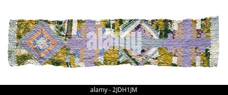 patchwork scarf sewn from various crinkled silk fabrics cutout on white background Stock Photo
