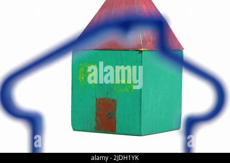 miniature wooden house on isolated white background Stock Photo - Alamy