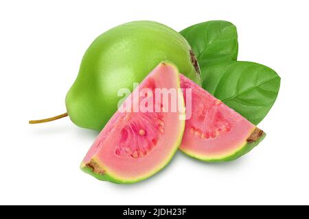 Guava fruit isolated on white background with full depth of field Stock Photo