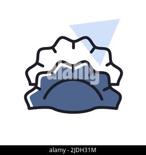 Two dumplings, potstickers or jiaozi vector icon. Fast food sign. Graph symbol for cooking web site and apps design, logo, app, UI Stock Vector