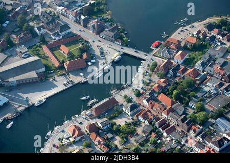 Harbour and inland lake Neustadt in Eastern Holstein, aerial view 08/31/2019, Germany, Schleswig-Holstein Stock Photo