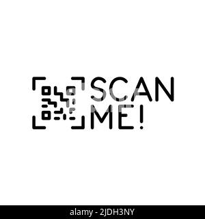 Scan me. QR code pixel perfect, editable stroke line icon Stock Vector