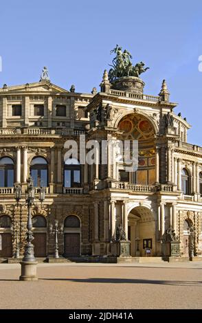 Famous historic Semper Oper in the old town of Dresden, Germany, Saxony, Dresden Stock Photo