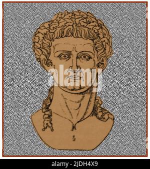 An old engraving  portrait of Tiberius Claudius   Caesar Augustus Germanicus  (10 BC –   AD 54), the fourth Roman emperor, ruling from AD 41 to 54   ----- Un vecchio ritratto incisore di Tiberio Claudio Cesare Augusto Germanico (10 a.C. – 54 d.C.), il quarto imperatore romano, regnante dal 41 al 54 d.C. Stock Photo