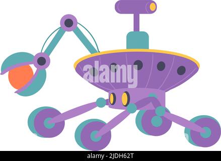 Space rover icon. Cartoon research mission machine Stock Vector
