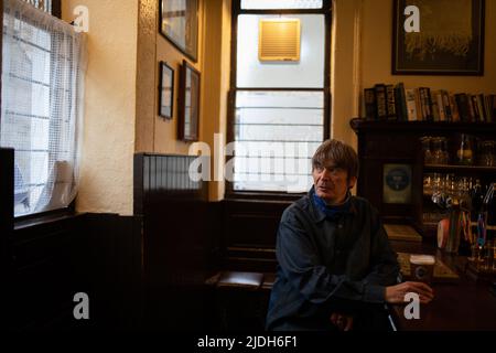 Ian Rankin, author, in The Oxford Bar, (a bar which features in many of his books), in Edinburgh, Scotland, 2 March 2022. Stock Photo