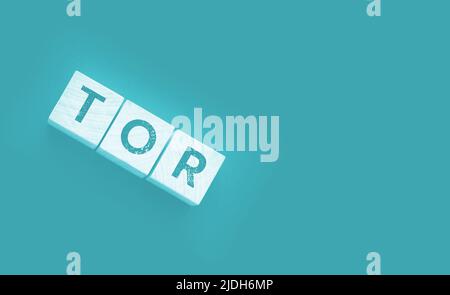 Tor anonymous by letters on a woden blocks on black. Business concept. Stock Photo