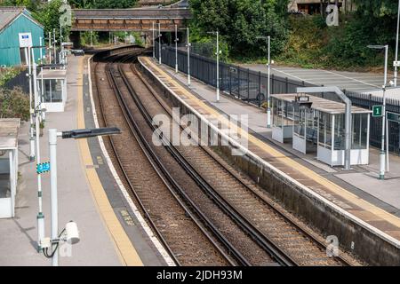 Train Strike. Lewes Train Station, East Sussex, UK. 21st June 2022.  Lewes Station, which  is open during the strike as it is run by Southern Trains but no trains are running. Stock Photo