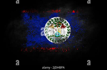 brush painted flag of Belize isolated on black background Stock Photo