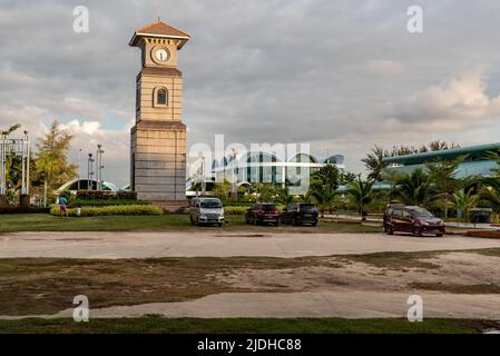 Labuan, Malaysia-June 06, 2021: View of the street in center of the city of Labuan island, Malaysia, Labuan town is the capital of the Federal Territo Stock Photo