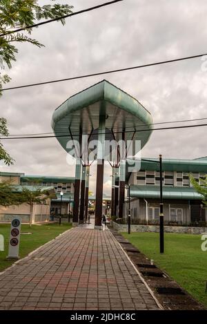 Labuan, Malaysia-June 06, 2021: View of the street in center of the city of Labuan island, Malaysia, Labuan town is the capital of the Federal Territo Stock Photo