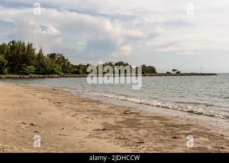 Labuan, Malaysia-June 06, 2021: View of the street in center of the city of Labuan island, Malaysia, Labuan town is the capital of the Federal Territo Stock Photo