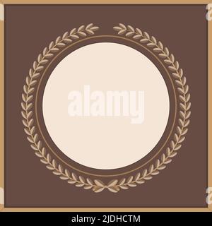 Classic round with leaves ornate frame. Flat vector illustration Stock Vector