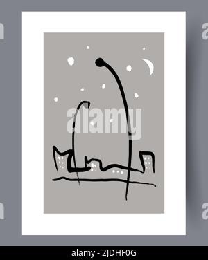 Minimalistic hand drawn printable wall art Stock Vector