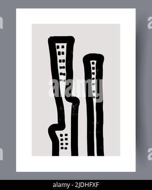 Minimalistic hand drawn printable wall art Stock Vector