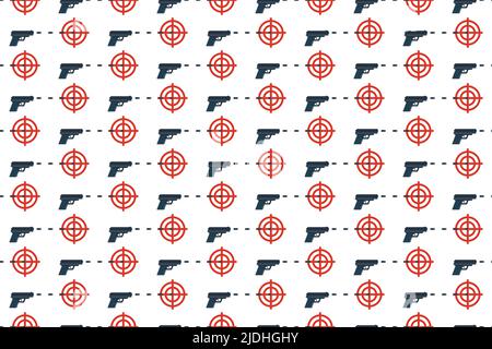 Gun targets and guns. Pattern on white Stock Vector