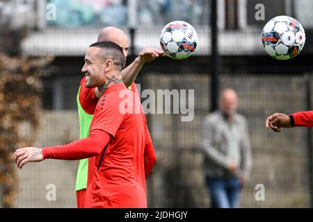 Antwerp's Radja Nainggolan pictured during a training session of Belgian soccer club Royal Antwerp FC, Tuesday 21 June 2022 in Antwerp, with van Bommel as new head coach of Royal Antwerp FC. BELGA PHOTO TOM GOYVAERTS Stock Photo