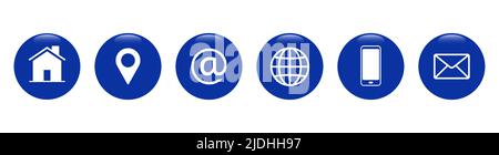 Contact icon set. Glossy 3D style communication button vector illustration Stock Vector