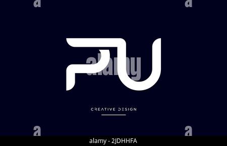 Alphabet Letters PU, UP, P or U Abstract icon Logo Stock Vector