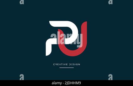 Alphabet Letters PU, UP, P or U Abstract icon Logo Stock Vector