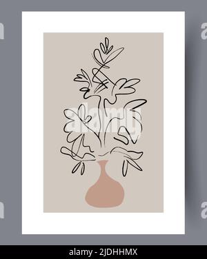 Minimalistic hand drawn printable wall art Stock Vector