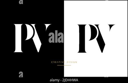 Alphabet letters PV or VP Abstract Icon Logo Monogram Stock Vector