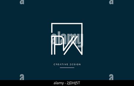 Alphabet Letters PW or WP Abstract Icon Logo Monogram Stock Vector